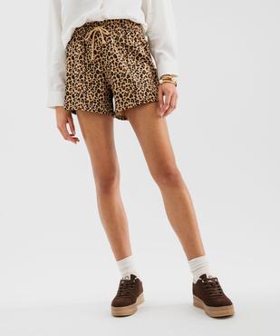 Short ample en maille French Terry à ceinture élastique femme vue1 - GEMO 4G FEMME - GEMO