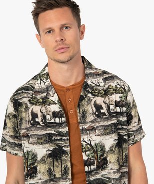 Chemise homme à manches courtes motif animaux de la savane vue2 - GEMO (HOMME) - GEMO