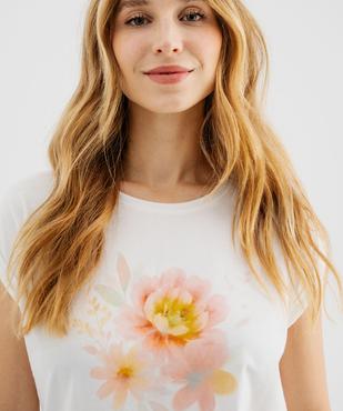 Haut de pyjama manches courtes loose à revers et broderie femme vue2 - GEMO 4G FEMME - GEMO