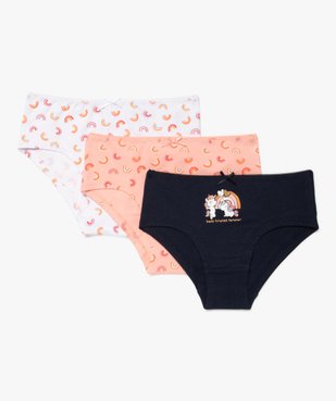 Shorties imprimés licorne et arc-en-ciel fille (lot de 3) vue1 - GEMO 4G FILLE - GEMO