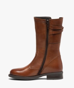 Bottes fille style cavalière en cuir uni avec bride décorative vue3 - GEMO (ENFANT) - GEMO