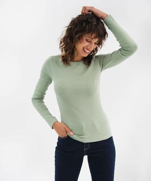 Tee-shirt manches longues en maille côtelée extensible femme vue1 - GEMO 4G FEMME - GEMO