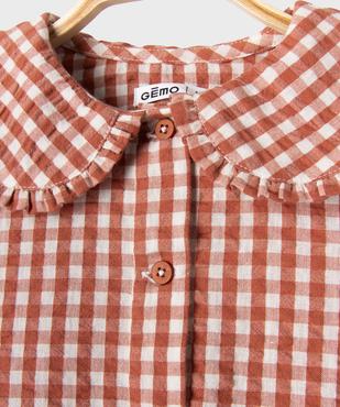 Robe manches longues en coton à carreaux vichy bébé fille vue2 - GEMO(BEBE DEBT) - GEMO