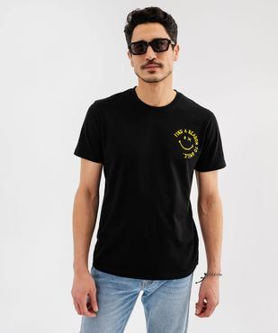 Tee-shirt manches courtes en coton grand imprimé dos homme - Smiley World vue1 - SMILEY WORLD - GEMO