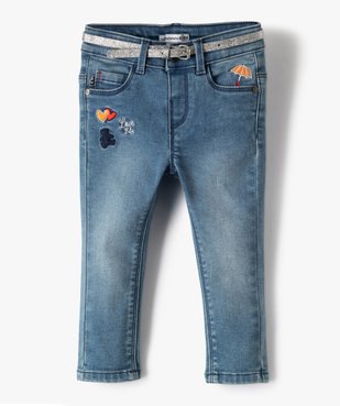 Jean bébé fille slim avec ceinture pailletée - Lulu Castagnette vue1 - LULUCASTAGNETTE - GEMO