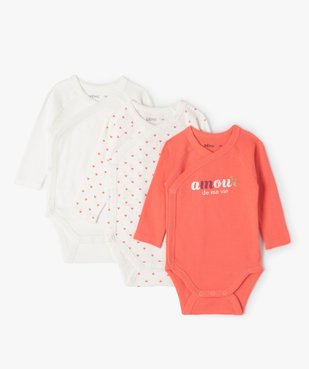 Bodies bébé à manches longues fermeture croisée (lot de 3) vue1 - GEMO 4G BEBE - GEMO