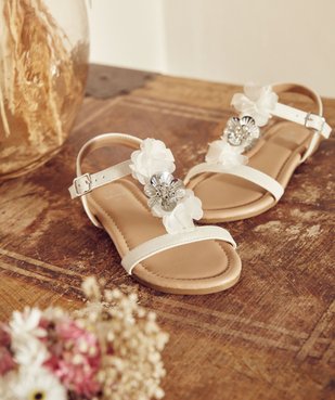 Sandales filles à talon plat et fleurs en tulle vue6 - GEMO (ENFANT) - GEMO