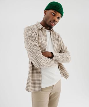 Chemise à carreaux en flanelle de coton homme vue1 - GEMO 4G HOMME - GEMO