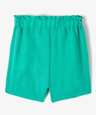 Short fille en double gaze de coton à taille haute élastiquée vue3 - GEMO (ENFANT) - GEMO