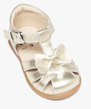Sandales bébé fille en cuir brillant détail petit noeud vue5 - GEMO(BEBE DEBT) - GEMO