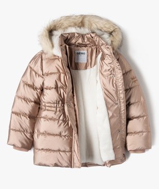 Parka matelassée à capuche avec doublure peluche fille vue2 - GEMO 4G FILLE - GEMO