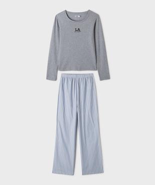 Pyjama avec pantalon rayé fille vue1 - GEMO (JUNIOR) - GEMO