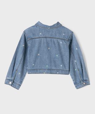 Veste en jean courte imprimée cœurs fille vue3 - GEMO (ENFANT) - GEMO