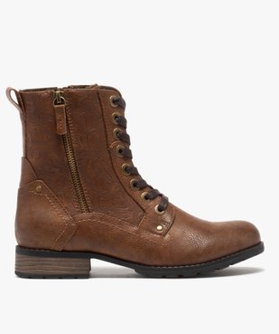 Boots femme zippées à talon plat et tige fantaisie vue1 - GEMO (CASUAL) - GEMO