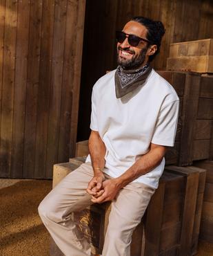 Pantalon en coton et lin à coupe jogger homme vue5 - GEMO (HOMME) - GEMO