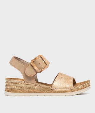 Sandales à talon compensé et scratch légères femme - Emilia Rosa vue1 - EMILIA ROSA - GEMO