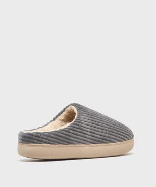 Chaussons mules en velours côtelé à doublure fourrée homme vue4 - GEMO(HOMWR HOM) - GEMO