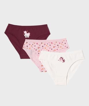 Culottes en coton biologique à motifs licornes fille (lot de 3) vue1 - GEMO 4G FILLE - GEMO