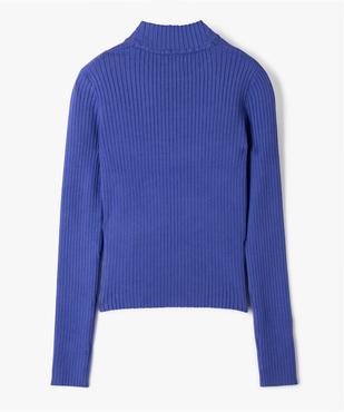 Pull court à col cheminée en maille côtelée fille vue3 - GEMO 4G FILLE - GEMO