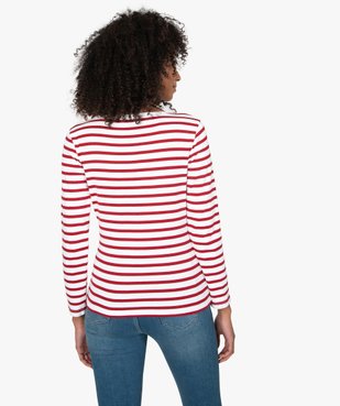 Tee-shirt femme rayé à manches longues vue3 - GEMO(FEMME PAP) - GEMO