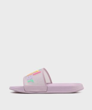 Mules de plage avec inscription multicolore fille vue3 - GEMO (PLAGE) - GEMO