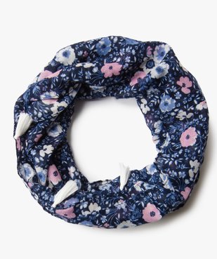 Foulard fille snood à pompons et imprimé fleurs vue1 - GEMO 4G FILLE - GEMO