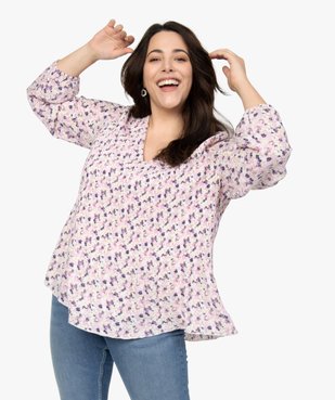 Blouse femme en voile plissé à motifs vue1 - GEMO (G TAILLE) - GEMO