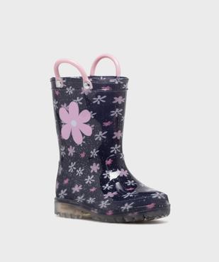 Bottes de pluie bébé fille à anses et semelle lumineuse motif fleuri vue9 - LITTLE LOVE - GEMO