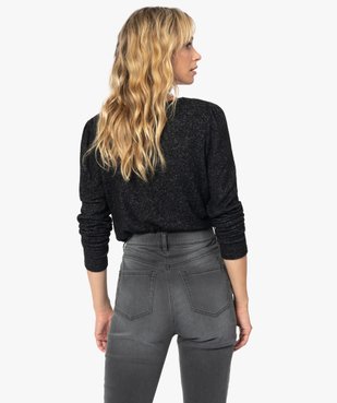 Pull femme en maille fine à col V en dentelle vue3 - GEMO(FEMME PAP) - GEMO