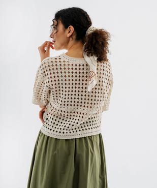 Pull manches courtes ajouré façon crochet femme vue3 - GEMO(FEMME PAP) - GEMO