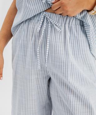 Pantalon en toile de coton rayé femme grande taille vue2 - GEMO (G TAILLE) - GEMO