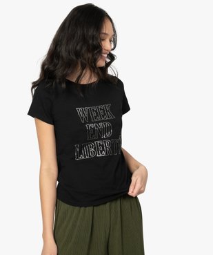 Tee-shirt femme à manches courtes et motif vue1 - GEMO(FEMME PAP) - GEMO
