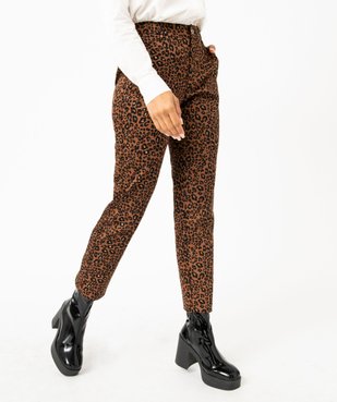 Pantalon droit en toile extensible imprimé léopard femme vue2 - GEMO(FEMME PAP) - GEMO