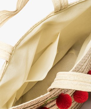 Sac fille en paille motif cerises en pompons vue3 - GEMO (ENFANT) - GEMO
