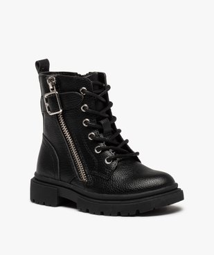 Boots fille unies style rangers à semelle crantée vue2 - GEMO (ENFANT) - GEMO