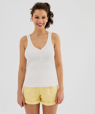 Débardeur en maille côtelée avec col V boutonné femme vue4 - GEMO 4G FEMME - GEMO