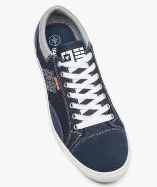 Baskets homme en toile avec surpiqûres contrastantes vue5 - GEMO (CASUAL) - GEMO
