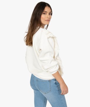 Sweat femme avec empiècements en dentelle sur l’avant vue3 - GEMO(FEMME PAP) - GEMO