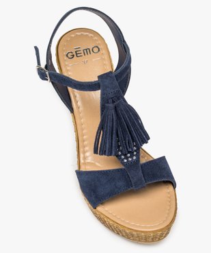 Sandales femme à talon compensé avec pompon décoratif vue5 - GEMO(URBAIN) - GEMO