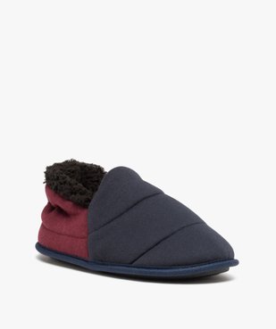 Chaussons homme pantoufles bicolores fourrées sherpa vue2 - GEMO 4G HOMME - GEMO