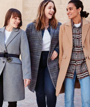 Manteau femme mi-long à col tailleur vue6 - GEMO(FEMME PAP) - GEMO