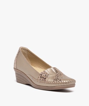 Mocassins femme confort à talon compensé reflets métal vue2 - GEMO 4G FEMME - GEMO
