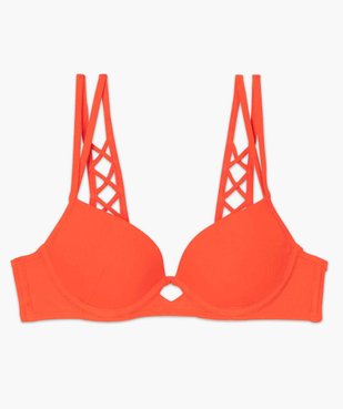 Haut de maillot de bain femme push-up maille côtelée vue4 - GEMO (PLAGE) - GEMO