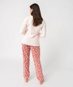 Pyjama femme chaud en maille peluche douillette vue3 - GEMO(HOMWR FEM) - GEMO