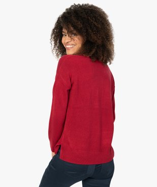 Pull femme à fentes latérales et col V vue3 - GEMO (MAILLE) - GEMO