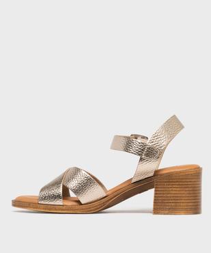 Sandales à talon en cuir femme - Tanéo vue3 - TANEO - GEMO