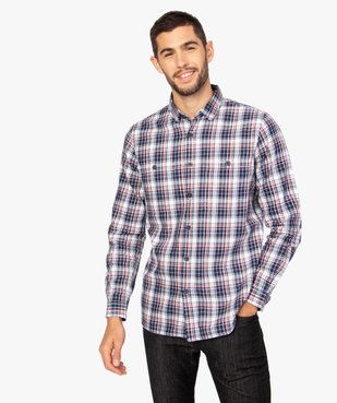 Chemise homme à carreaux et poches poitrine vue1 - GEMO (HOMME) - GEMO
