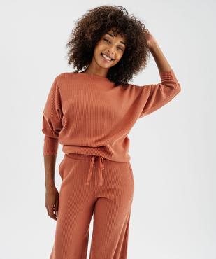 Haut de pyjama en maille côtelée femme vue2 - GEMO 4G FEMME - GEMO