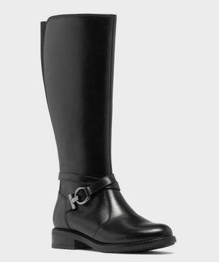 Bottes cavalières en cuir à zip et élastiques femme - Tanéo vue2 - TANEO - GEMO