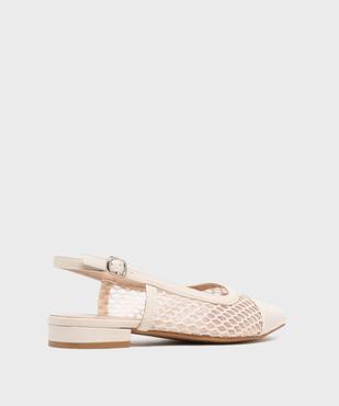 Escarpins slingback en tulle et matière vernie à talon plat femme - Follow Me vue4 - FOLLOW ME - GEMO